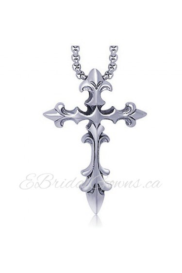 Men's Titanium Retro Cruciate Flower Pendant