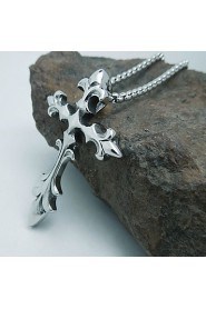 Men's Titanium Retro Cruciate Flower Pendant