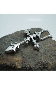 Men's Titanium Retro Cruciate Flower Pendant