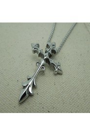 Men's Titanium Retro Cruciate Flower Pendant