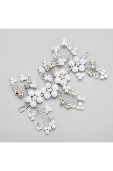 Women's Rhinestone / Crystal / Alloy / Imitation Pearl Headpiece-Wedding / Special Occasion Flowers 1 Piece White Round