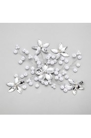 Women's / Flower Girl's Rhinestone / Alloy / Imitation Pearl Headpiece-Wedding / Special Occasion Flowers 1 Piece White Round
