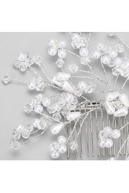 Women's / Flower Girl's Crystal / Alloy / Imitation Pearl Headpiece-Wedding / Special Occasion Hair Combs 1 Piece White Round