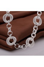 Fashion Round Shape Copper Silver Plated Necklace(Silver)(1Pc)