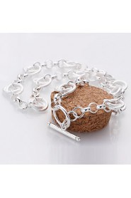 Fashion Round Shape Copper Silver Plated Necklace(Silver)(1Pc)