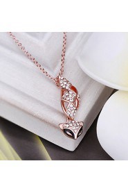 Fashion Fox Shape Alloy Czech Drill Pendant Neckolace For Women's(Rose Gold,Yellow Gold,White Gold)(1Pc)