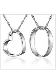 Couples' Silver Couple Heart Necklace (A pair of selling)