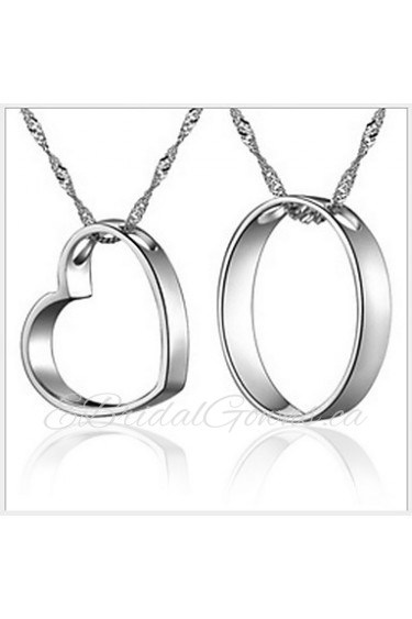 Couples' Silver Couple Heart Necklace (A pair of selling)