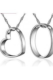 Couples' Silver Couple Heart Necklace (A pair of selling)