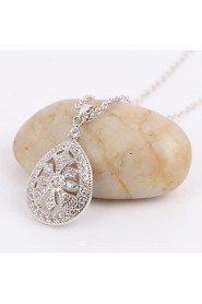 Art Deco Pave CZ Teardrop Pendant Necklace for Women