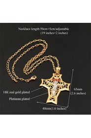 New Cool Big Size Crucifix INRI Cro Necklace 18K Real Gold Plated Cro Pendant for Women