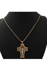 New Cool Big Size Crucifix INRI Cro Necklace 18K Real Gold Plated Cro Pendant for Women