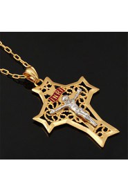 New Cool Big Size Crucifix INRI Cro Necklace 18K Real Gold Plated Cro Pendant for Women