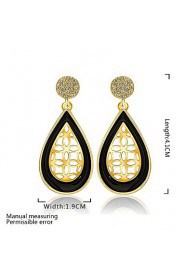 Fashion Drop Shape Gold Plated Czech Drill Earring Stud (Three Colors)(1Pair)