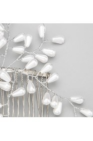 Women's / Flower Girl's Alloy / Imitation Pearl Headpiece-Wedding / Special Occasion Hair Combs 1 Piece Clear Irregular
