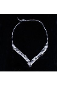 Fashion Women's Silver Rhinestone Necklace&Ring Set