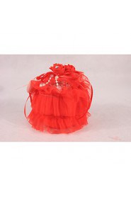 Multilayer Organza Cake Shape Ring Pillow with Rose Flower and Ribbon Ring Jewelry Box