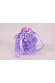 Multilayer Organza Cake Shape Ring Pillow with Rose Flower and Ribbon Ring Jewelry Box