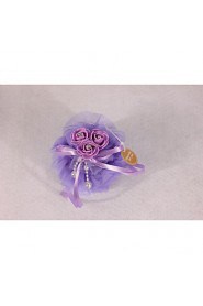 Multilayer Organza Cake Shape Ring Pillow with Rose Flower and Ribbon Ring Jewelry Box