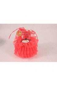 Multilayer Organza Cake Shape Ring Pillow with Rose Flower and Ribbon Ring Jewelry Box