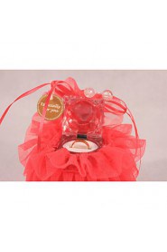 Multilayer Organza Cake Shape Ring Pillow with Rose Flower and Ribbon Ring Jewelry Box