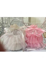 Multilayer Organza Cake Shape Ring Pillow with Rose Flower and Ribbon Ring Jewelry Box