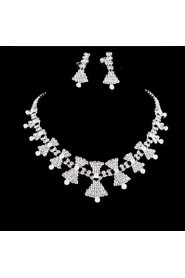 Wedding Bridal Bridesmaid Crystal Necklace Earrings Jewelry Set