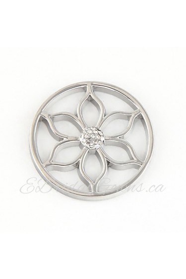 Fashion Summer Gift 33mm Alloy Mi Moneda Silver Flower Coin for 35mm Coin Holder Necklace