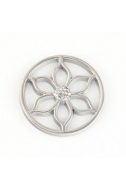 Fashion Summer Gift 33mm Alloy Mi Moneda Silver Flower Coin for 35mm Coin Holder Necklace