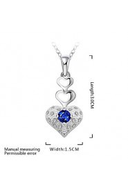 Heart Shape Silver Plated Necklace with Zircon Pendant(1Pc)