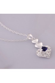 Heart Shape Silver Plated Necklace with Zircon Pendant(1Pc)