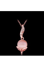 Fashion Flower Shape Opal Crystal Rose Gold Pendant Necklace(Rose Gold)(1Pc)