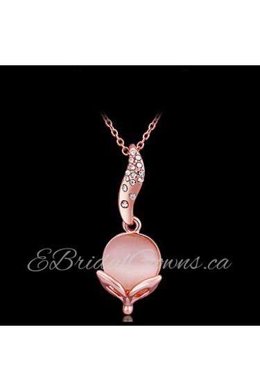 Fashion Flower Shape Opal Crystal Rose Gold Pendant Necklace(Rose Gold)(1Pc)