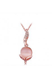 Fashion Flower Shape Opal Crystal Rose Gold Pendant Necklace(Rose Gold)(1Pc)