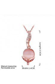 Fashion Flower Shape Opal Crystal Rose Gold Pendant Necklace(Rose Gold)(1Pc)