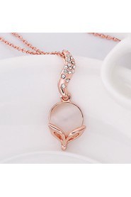 Fashion Flower Shape Opal Crystal Rose Gold Pendant Necklace(Rose Gold)(1Pc)