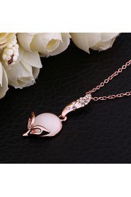 Fashion Flower Shape Opal Crystal Rose Gold Pendant Necklace(Rose Gold)(1Pc)