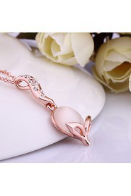 Fashion Flower Shape Opal Crystal Rose Gold Pendant Necklace(Rose Gold)(1Pc)