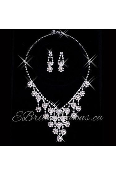 Jewelry Set Women's Anniversary / Wedding / Engagement / Birthday / Gift / Party / Daily Jewelry Sets Alloy RhinestoneNecklaces /