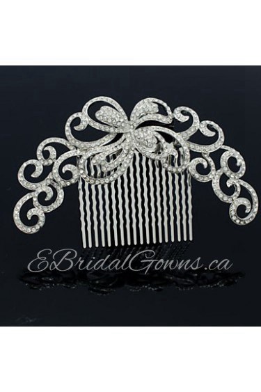 Alloy Clear Rhinestone Women Wedding Prom Flower Girl Leaves Flower Hair Comb