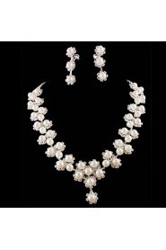 Wedding Bridal Bridesmaid Crystal Necklace Earrings Jewelry Set