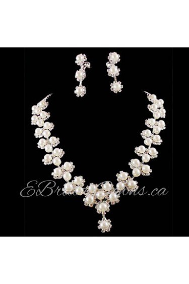 Wedding Bridal Bridesmaid Crystal Necklace Earrings Jewelry Set