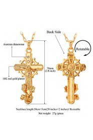 Women's Big Cool Jesus Cro Pendant Necklace 18K Real Gold Platinum Plated Rhinestone Crystal Jewelry Gift for Women