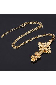 Women's Big Cool Jesus Cro Pendant Necklace 18K Real Gold Platinum Plated Rhinestone Crystal Jewelry Gift for Women