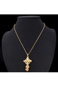 Women's Big Cool Jesus Cro Pendant Necklace 18K Real Gold Platinum Plated Rhinestone Crystal Jewelry Gift for Women