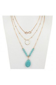 Lucky 8 word Turquoise Necklace multi drop