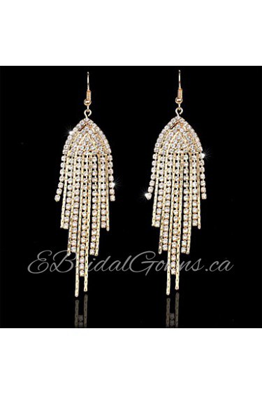 Women's Elegant Luxury Style Alloy Diamond Tassel Earrings