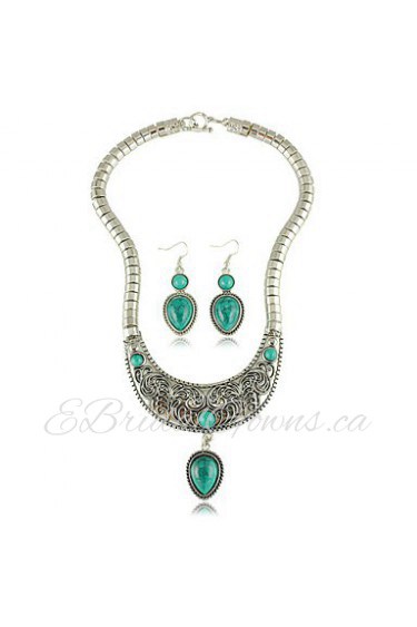 Jewelry Set Women's Anniversary / Wedding / Party / Daily Jewelry Sets Alloy Turquoise Earrings / Necklaces Silver / Blue