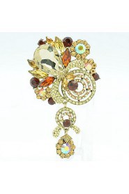 Women's Jewelry Rhinestone Drop Flower Brooch Broach Pins (More Colors)