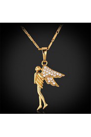 Luxury Angel Spark AAA+ Cubic Zirconia Zircon 18K Real Chunky Gold Plated Pendant Charm Necklace for Women Girls